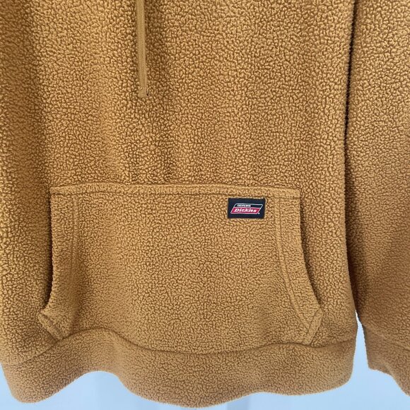 Dickies Hoodie Mens XL Tan Fleece Faux Fur Sherpa Teddy Pullover Sweatshirt Work - Picture 3 of 9